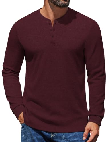 COOFANDY Mens Henley Shirts Long Sleeve Button T Shirts Casual - Product Imagery