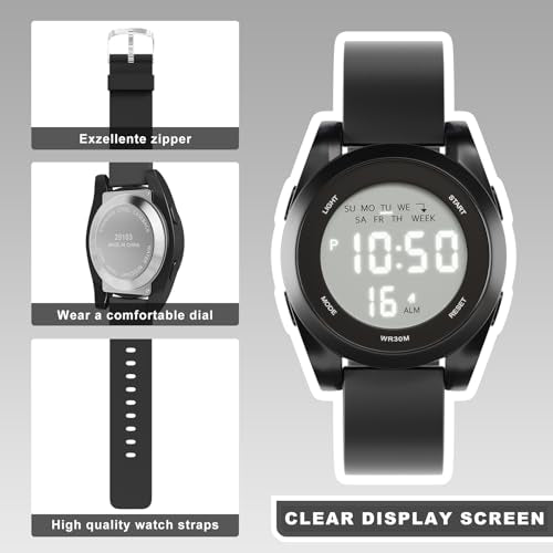 30M Water Resistant Digital Sports Watch with EL Backlight - Product Imagery