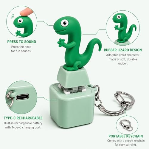 Rechargeable Lizard Button Keychain Fidget Toy, Portable Press - Product Imagery