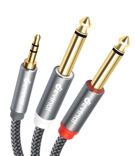 Devinal 3.5mm TRS to Dual 6.35mm TS Mono Audio Cable, 3.3FT, Brai by Devinal - Angle View 1