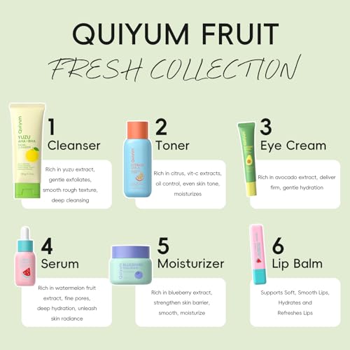 Fruit Skin Care Sets for Teen Girls, 6 Daily Routine Skincare - Product Imagery
