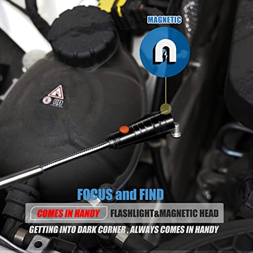 Magnetic Flashlight with Tool Magnetic Lanyard & Telescoping - Product Imagery
