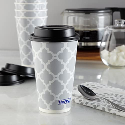 Hefty Disposable Hot Cups with Lids, Insulated Paper Coffee Cups - Product Imagery