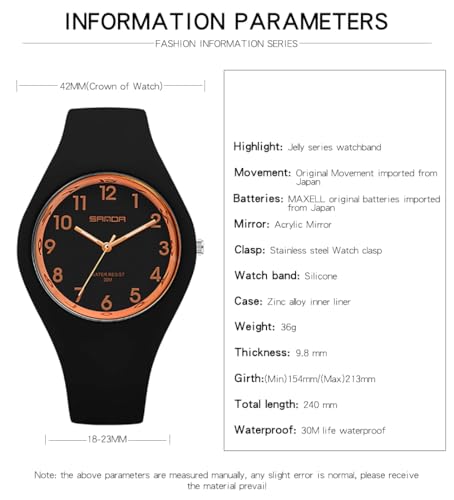 XCZAP Women's Analog Watch with Silicone Jelly Strap, Japanese - Product Imagery