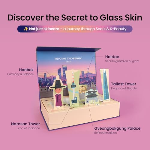 coxir Seoul Glow Korean Skincare Gift Set, 5-Step Routine - Product Imagery