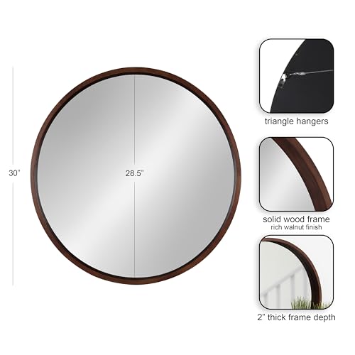 Kate and Laurel Hutton Round Decorative Wood Frame Wall Mirror, - Product Imagery