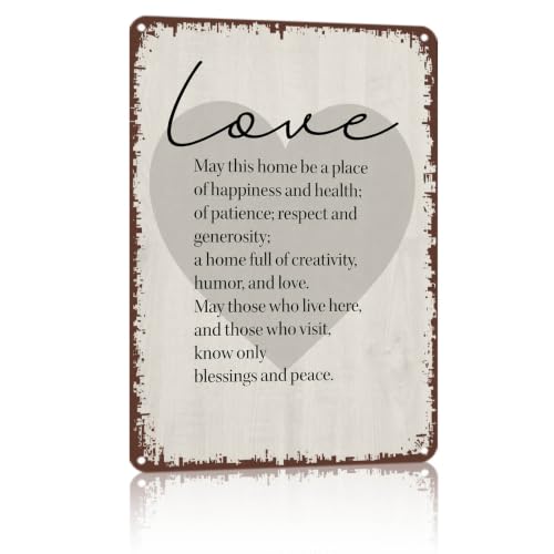 8x12 Inch Aluminum Metal Wall Sign, Love Home Blessing Wall - Product Imagery