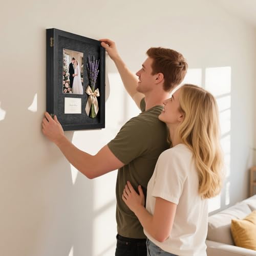 AW BRIDAL Black Large Shadow Box with Shelves 13x17in, Medal - Product Imagery