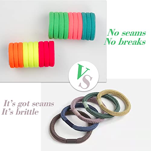 48PCS Seamless Luminous Color Hair Ties High Elastic Ponytail - Product Imagery