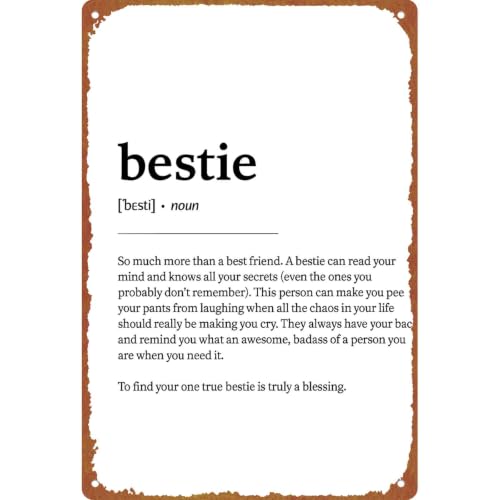 Vintage Bestie Definition Printed Metal Sign, 8x12 Inch Aluminum - Product Imagery