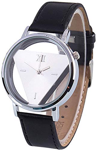 Unisex Charm Glass Hollow Triangle Dial Faux Leather Analog - Product Imagery