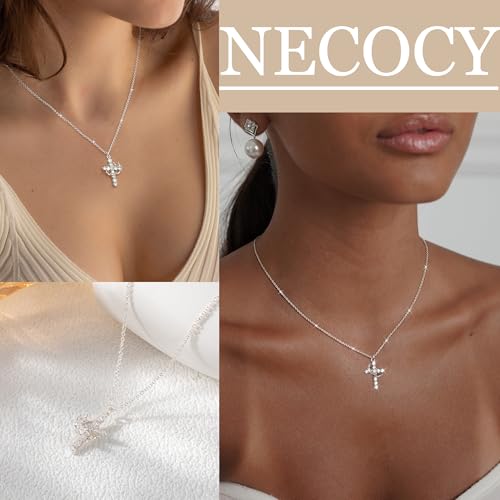 Crown Cross Necklace Sterling Silver Jesus Faith Baptism Gifts - Product Imagery