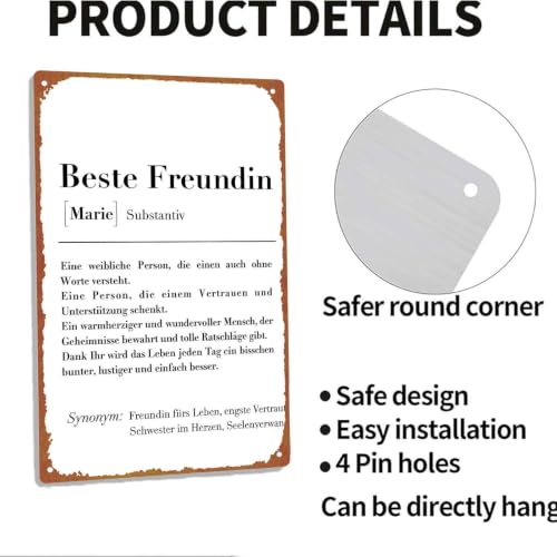 Best Friend Definition Metal Sign, 8X12 Inch Aluminum Wall - Product Imagery