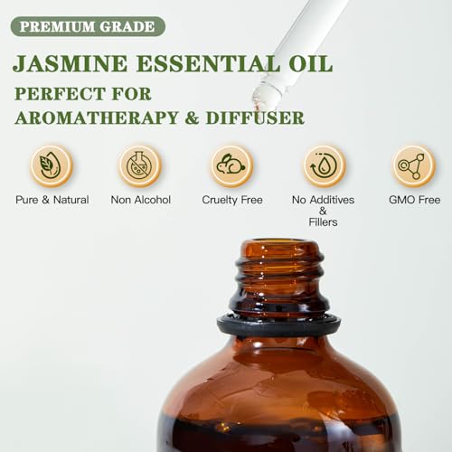 Jasmine Essential Oil for Humidifier, Diffuser, Aromatherapy, 4oz - Product Imagery