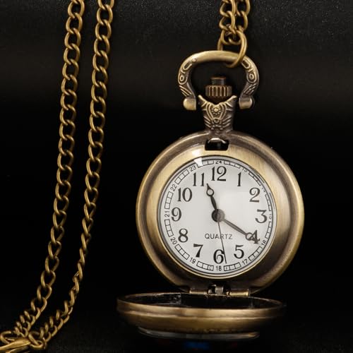 Vintage Mini Pocket Watch for Women Men Graphic Glass Dome - Product Imagery
