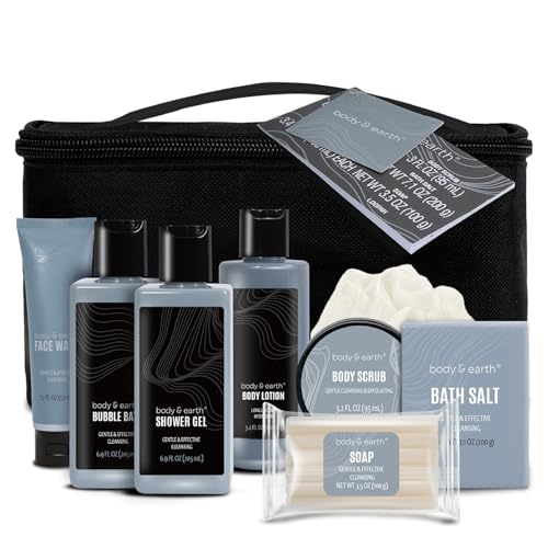 Body Earth 8pc Leather Gifts for Men Spa Gifts Bath Sets for - BODY & EARTH Official Imagery - 1