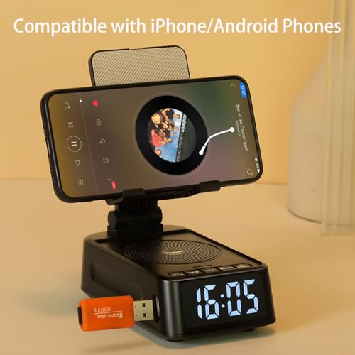 Gifts for Men Women, Phone Stand with Bluetooth Speaker&Clock, - Product Imagery
