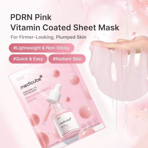 medicube Salmon DNA PDRN Pink Vitamin Coated Sheet Mask 10EA - Product Imagery