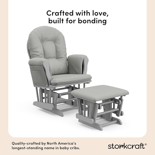 Storkcraft Premium Hoop Glider & Ottoman, Pebble Gray/Light Gray - Product Imagery