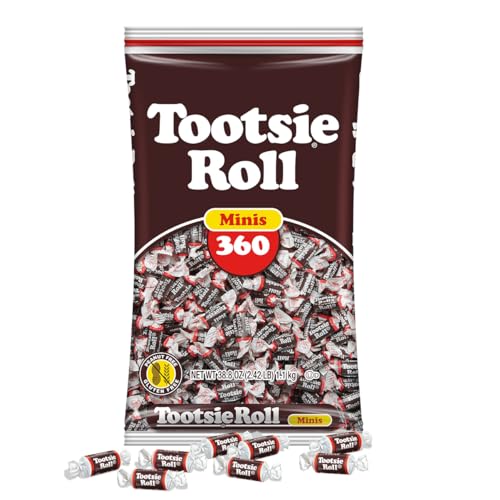 Tootsie Roll Minis, Chewy Chocolate Candy, 360 Count, 38.8oz Bag - Product Imagery