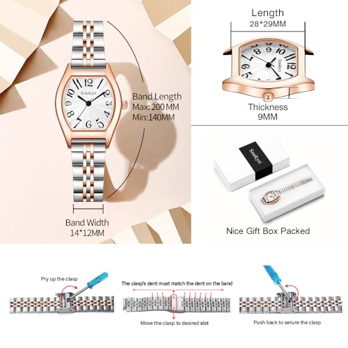 Szaikyri Barrel-Shaped Watch for Women with Easy Read Arabic - Product Imagery