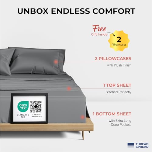 THREAD SPREAD 100% Egyptian Cotton Queen Sheets Set - 1200 - Product Imagery