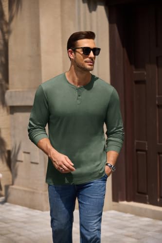 COOFANDY Men's Henley T-Shirts Long Sleeve Casual Cotton - Product Imagery