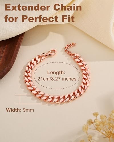 Copper Bracelet for Men & Women, 99.9% Pure Copper Cuban Link - Product Imagery