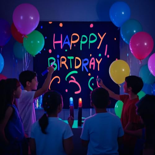 UV Neon Photography Background with 6 Fluorescent Colored Pens - Product Imagery