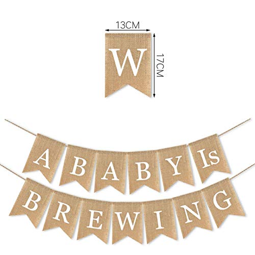 SWYOUN Burlap A Baby is Brewing Banner Baby Shower Party Garland - Product Imagery