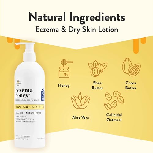 ECZEMA HONEY Oatmeal Body Lotion, Natural Dry Skin Repair (16 Oz) - Product Imagery