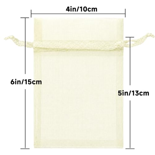 joycraft Organza Bags 4x6 inch - Ivory Drawstring Gift Packaging - Product Imagery