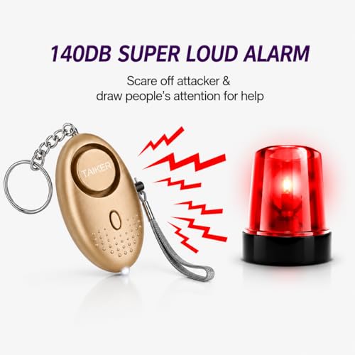 Personal Alarm for Women, 2Pcs 140dB Self Defense Keychain LED - Product Imagery
