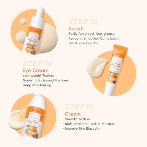 Turmeric Vitamin C Skin Care Set, 5PCS Beauty Routine for Women - Product Imagery