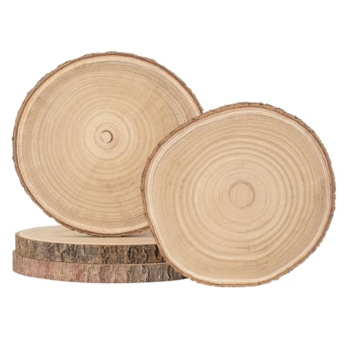 Vintiquewise Set of 4 Rustic Wood Slices Round Multi Purpose - Product Imagery