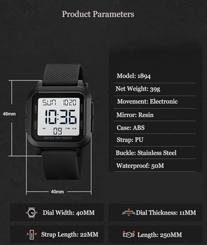 BESTKANG Unisex LED Digital Watch Women Men Digital Sports Watch - Product Imagery