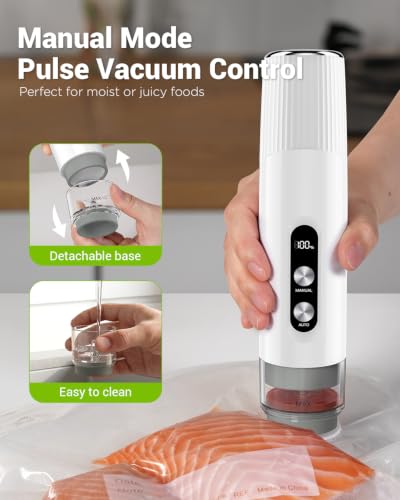 Compact Vacuum Sealer for Food, Cordless Handheld Vacuum Sealer - Product Imagery