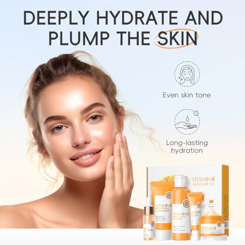5PCS Vitamin C Skincare Set, Complete Face Care Kit with - Product Imagery