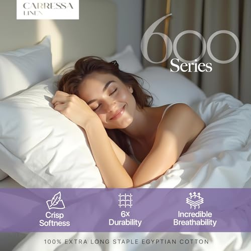 Carressa Linen 100% Egyptian Cotton Queen Sheet Set - 600 Series - Product Imagery