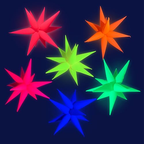 6Set 72Pcs UV Neon Glow Balloon Neon Foil Explosion Star - Product Imagery