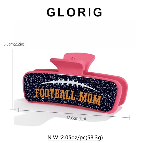Football Mom Claw Clip For Women Pink Glitter Chic Football Hair - Product Imagery