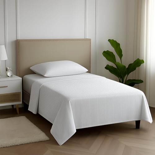 Carressa Linen Luxury Egyptian Cotton Twin Stripe Sheet Set - - Product Imagery