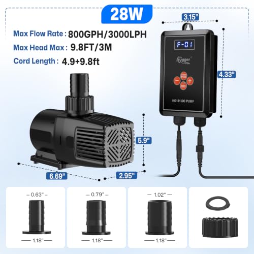 hygger Adjustable Submersible Pump, Ultra Quiet Aquarium Water - Product Imagery