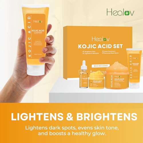 Kojic Acid Skincare Set – Kojic Soap Cleanser, Exfoliating Body - Product Imagery