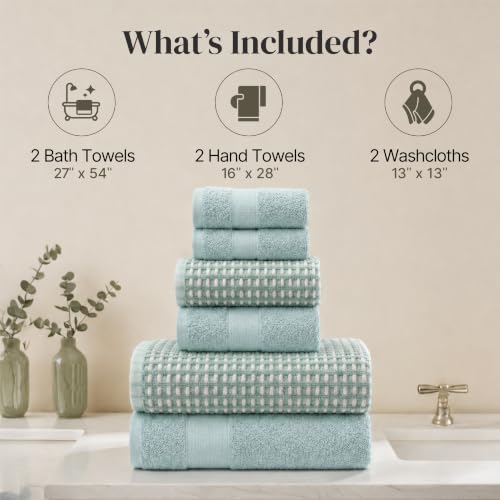 Modern Threads 6 Piece Bath Towel Set – Bathroom Towel Set with - Product Imagery