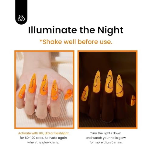 Beetles Halloween Gel Nail Polish – Luminous Orange Gel Polish - Product Imagery