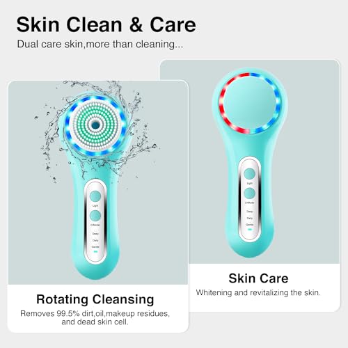 Electric Facial Cleansing Brush, 2-Way Rotating Face Scrubber - Product Imagery