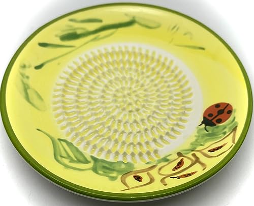Premium Ceramic Garlic Grater Plate Set - Yellow Ladybug - Product Imagery