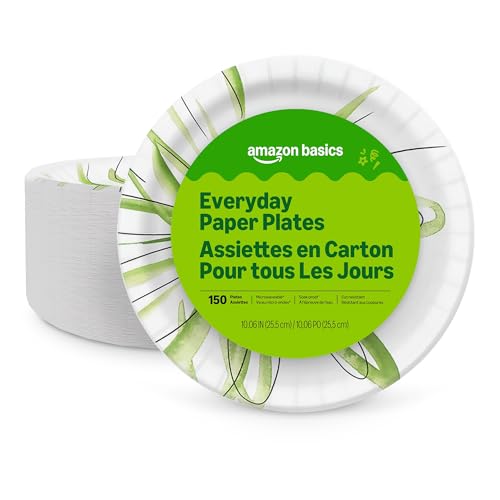 Amazon Basics Everyday Paper Plates, 10 Inch, Disposable, 150 - Product Imagery