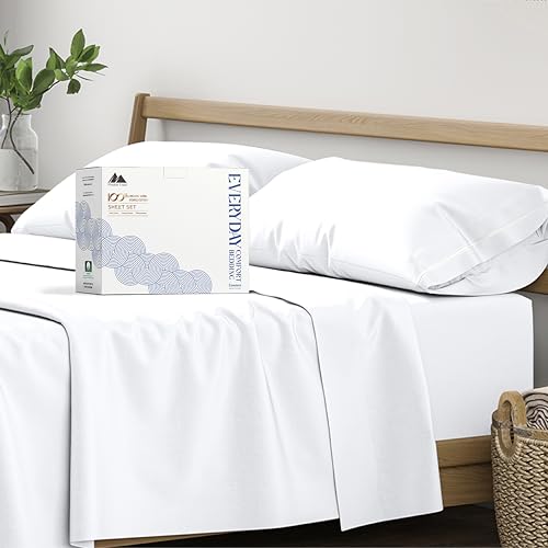 Mayfair Linen 100% Organic Cotton Sheets Queen Size - 4 PC White - Product Imagery